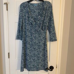 J. McLaughlin Blue and White Patterned Dress